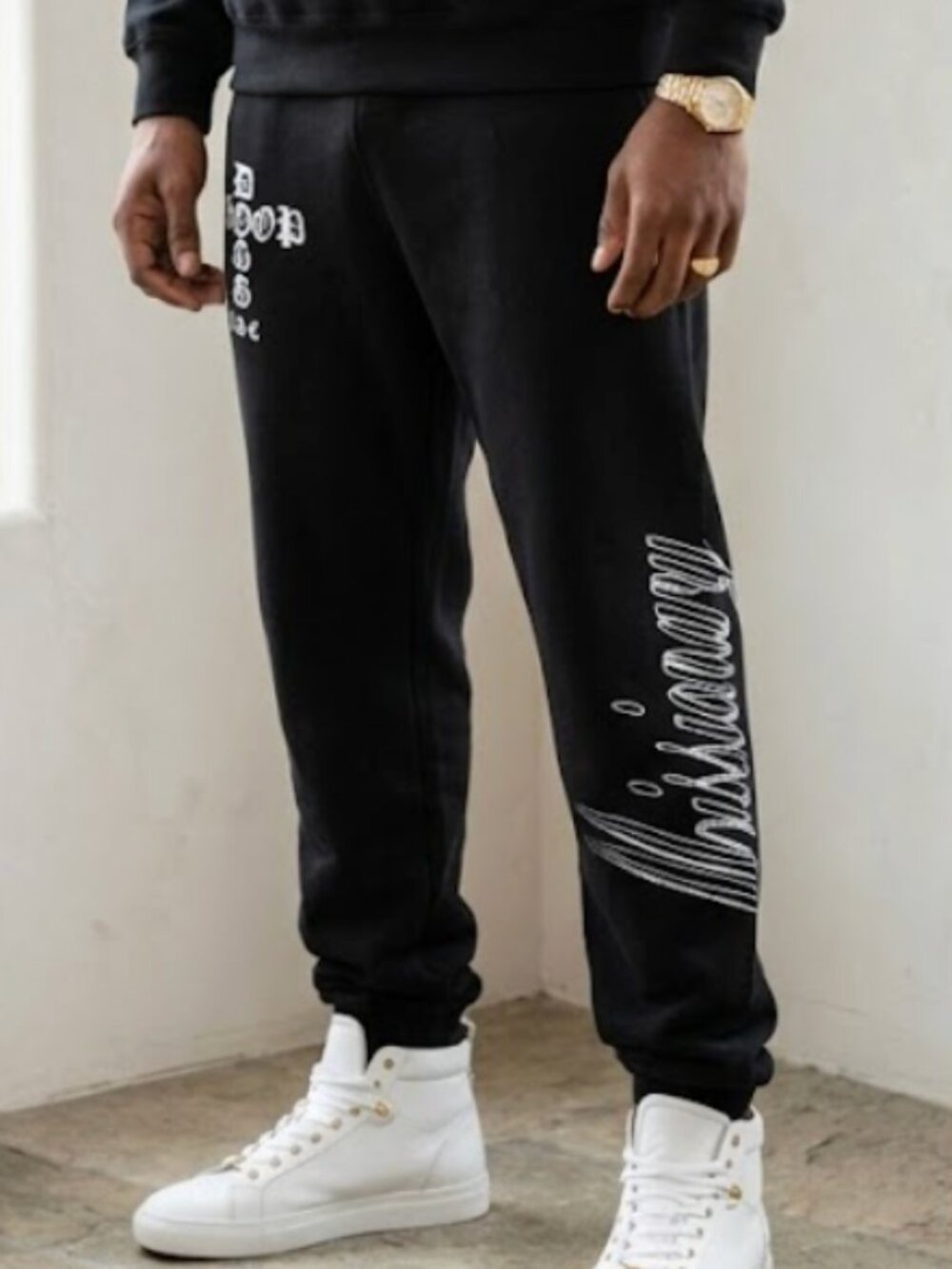 Snoop Dogg LBC Script Graphic Fleece Jogger Black Sweatpants SZ L